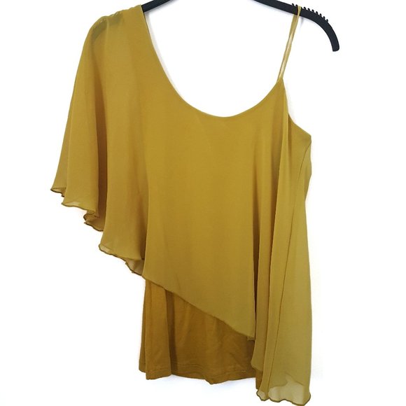 Joyce Leslie Mustard Yellow One Shoulder Top , S - Picture 1 of 5